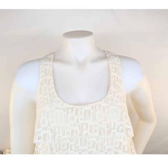 Patterson J. Kincaid Tank Top XS Ivory Tiered Lace Cotton Dressy Coquette Boho - Picture 2 of 12